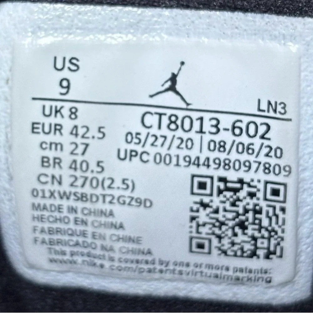 Jordan 12 Retro Reverse Flu Game 2020 Size 9